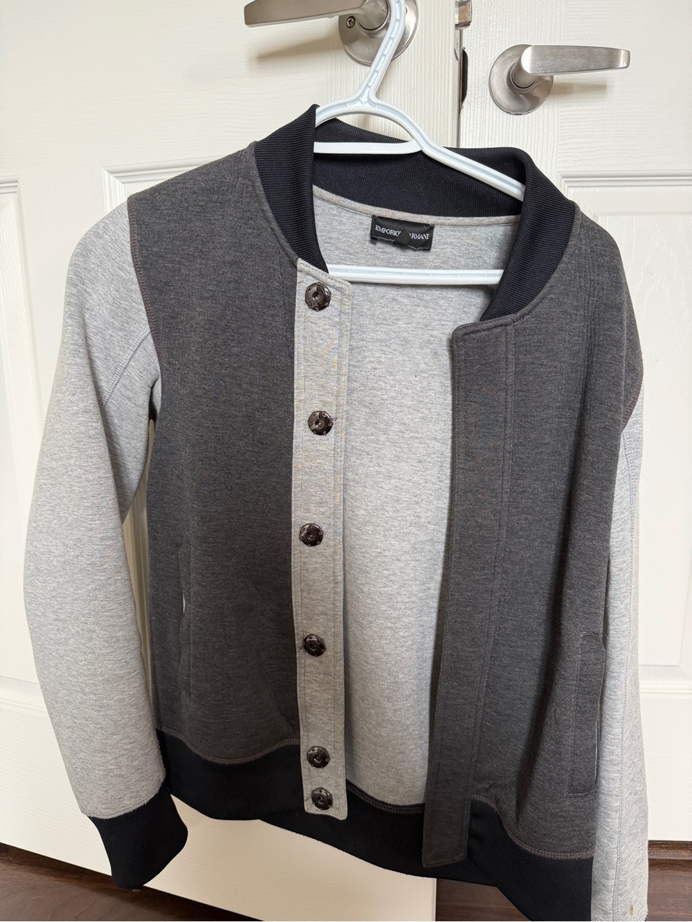 Kenneth Cole Two-Tone Gray Button Cardigan Bomber
